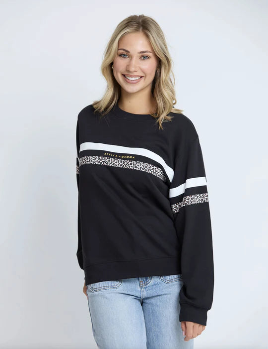 Stella & Gemma Essential Sweat-  Black Leopard & White Stripe