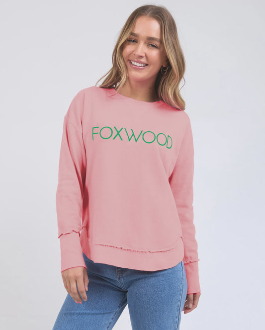 Foxwood Simplifield Metallic Crew - Pink/Emerald Green