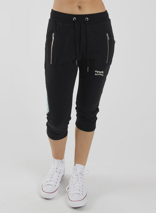 Federation Cut Trackies - Stretch Black/White