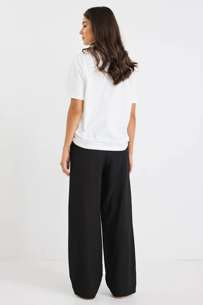 Stories be Told Ambient Contrast Waist Wideleg Pants - Black