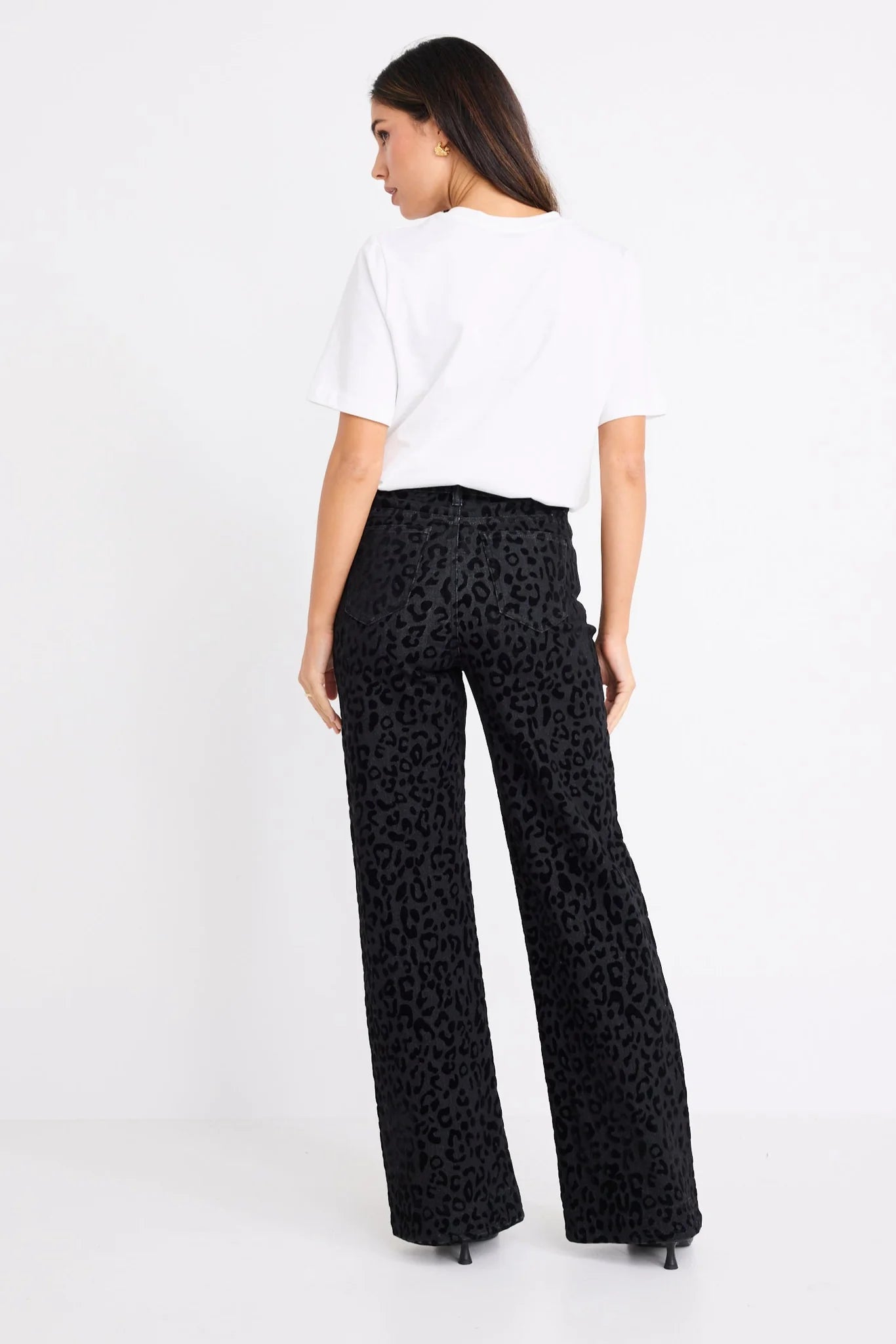Stories be Told Belmont Mid Rise Wide Leg Jean - Black Animal