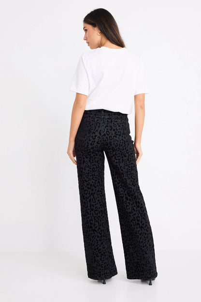 Stories be Told Belmont Mid Rise Wide Leg Jean - Black Animal