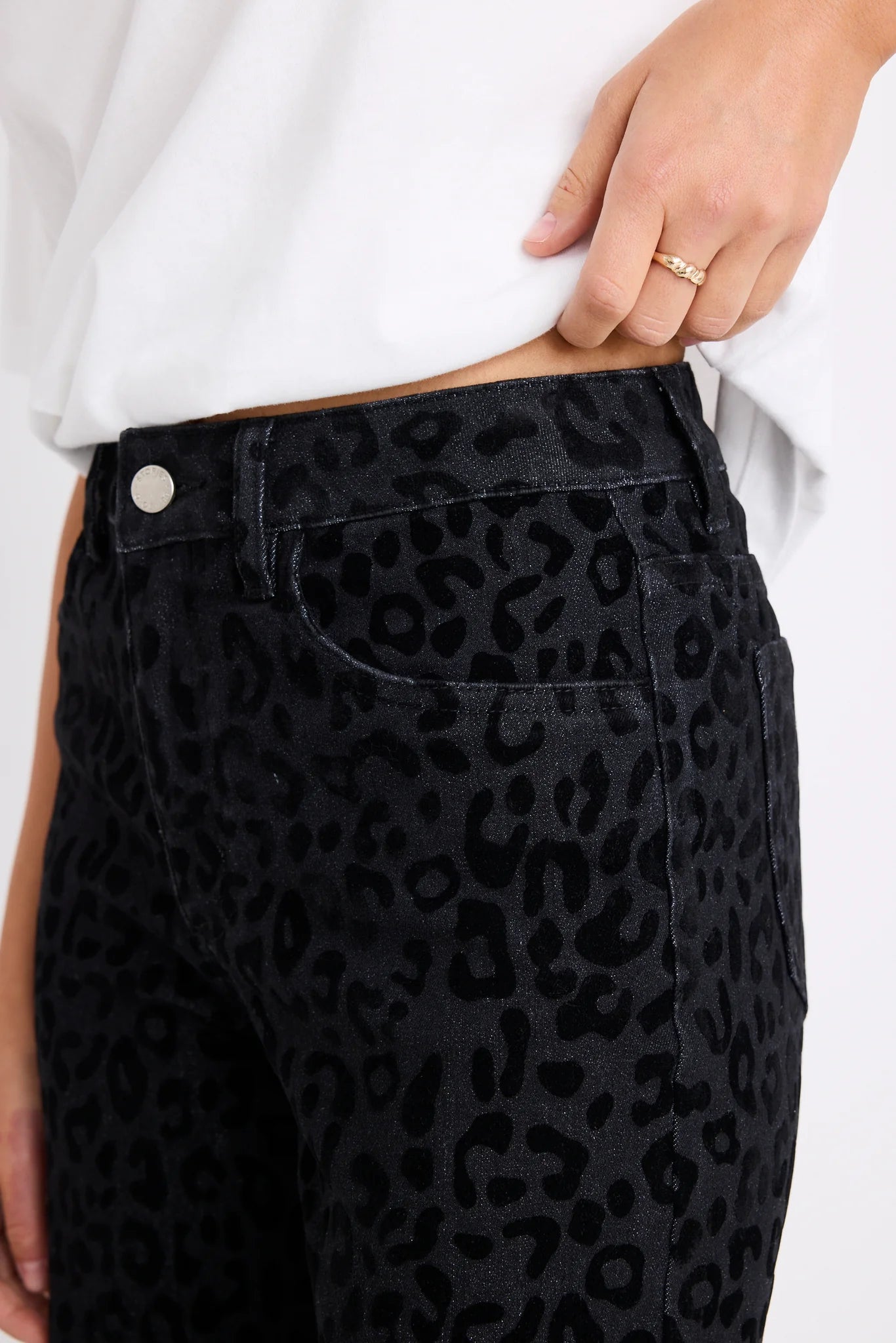 Stories be Told Belmont Mid Rise Wide Leg Jean - Black Animal