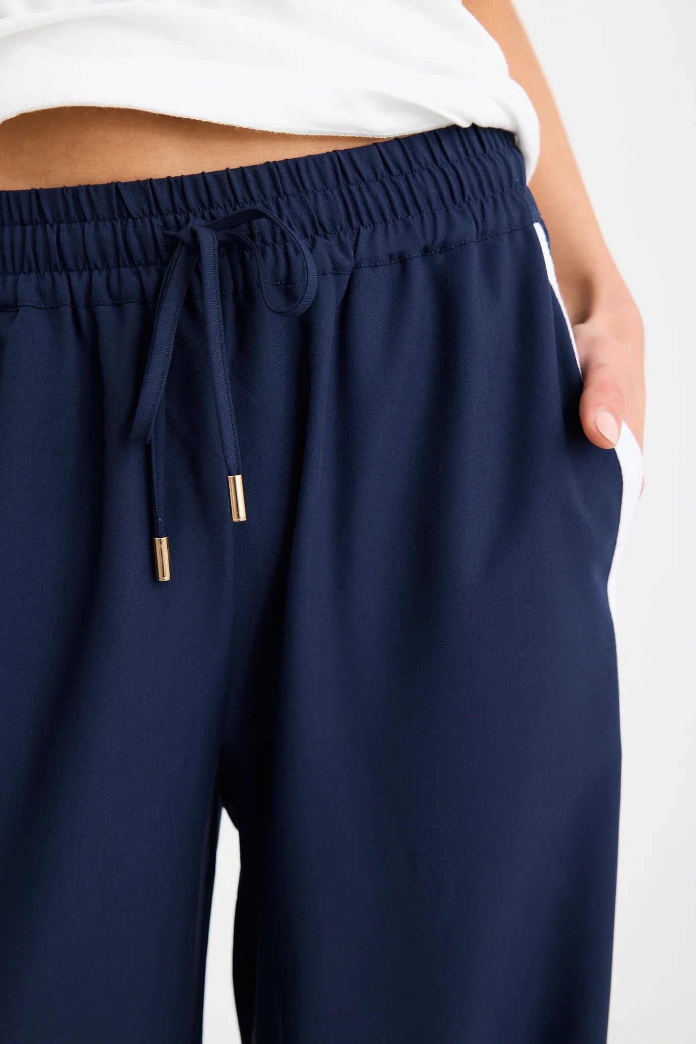 Stories be Told Townie Elastic Waist Side Stripe Pant - Blue