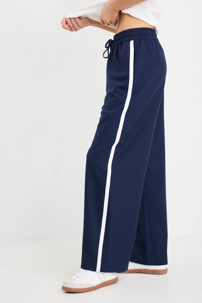 Stories be Told Townie Elastic Waist Side Stripe Pant - Blue