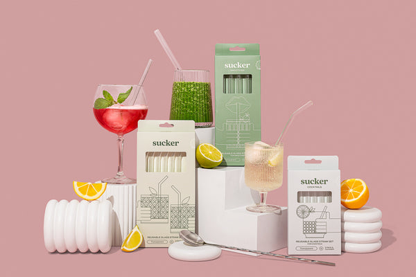 Sucker Cocktail Glass Straw Set - Transparent