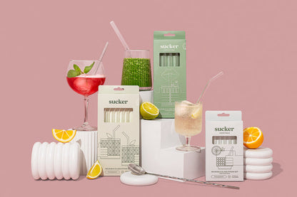 Sucker Cocktail Glass Straw Set - Transparent