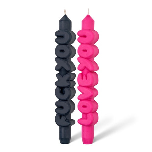 Little Global 3D Taper Candle Set F*ck You,Love You -Black/Pink