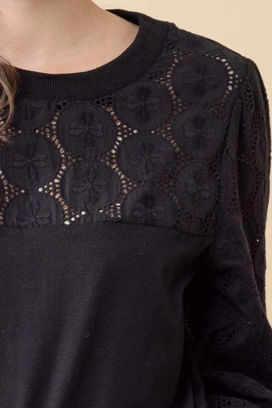 Charlo Tommy Embroidered Top - Black