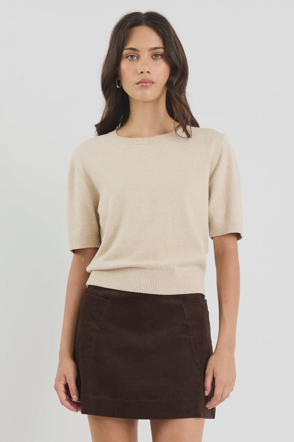 Ivy + Jack Topic Cashmere Blend Soft Knit Tee - Champagne