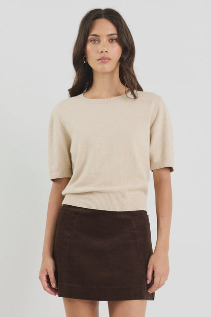 Ivy + Jack Topic Cashmere Blend Soft Knit Tee - Champagne