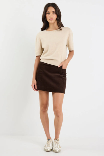 Ivy + Jack Topic Cashmere Blend Soft Knit Tee - Champagne