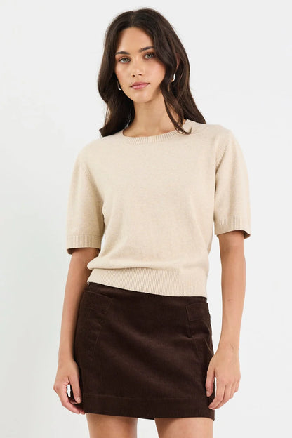Ivy + Jack Topic Cashmere Blend Soft Knit Tee - Champagne