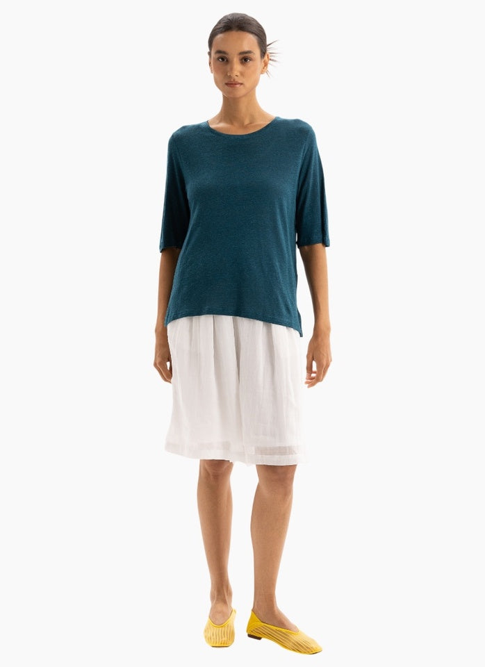 Two by Two Linen Tee - Deep Sea