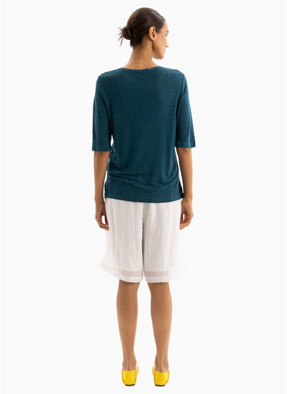 Two by Two Linen Tee - Deep Sea