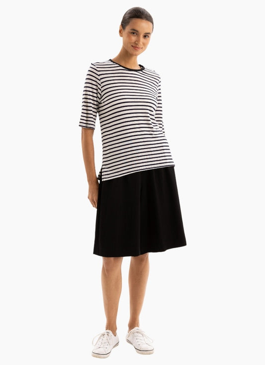Two by Two Linen Tee - Navy Stripe
