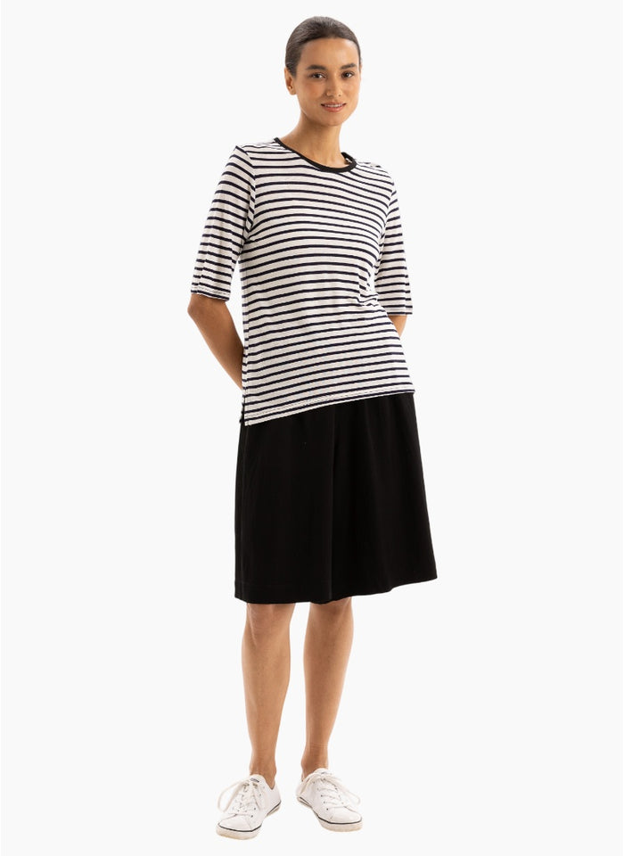 Two by Two Linen Tee - Navy Stripe