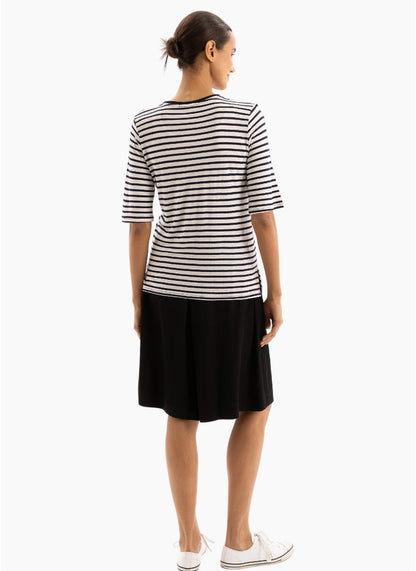 Two by Two Linen Tee - Navy Stripe