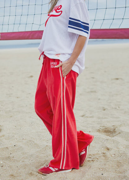 Hammill & Co Sporty Velour Pant - Red/Pink