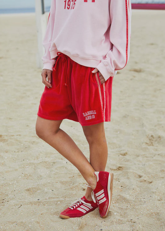 Hammill & Co Sporty Urban Velour Shorts - Red/Pink