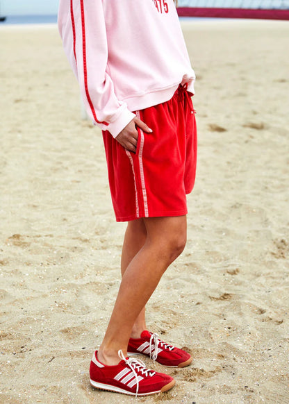 Hammill & Co Sporty Urban Velour Shorts - Red/Pink