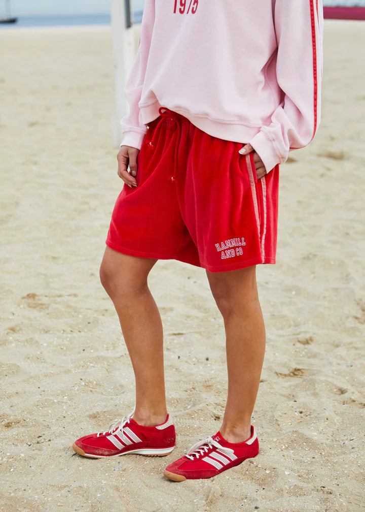 Hammill & Co Sporty Urban Velour Shorts - Red/Pink