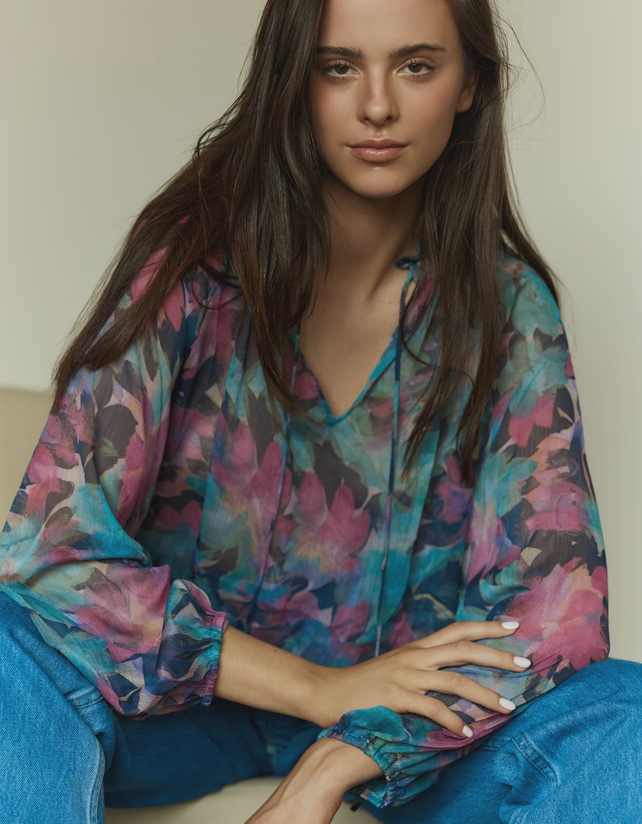 Sass Willow Tie Front Blouse - Native Orchid