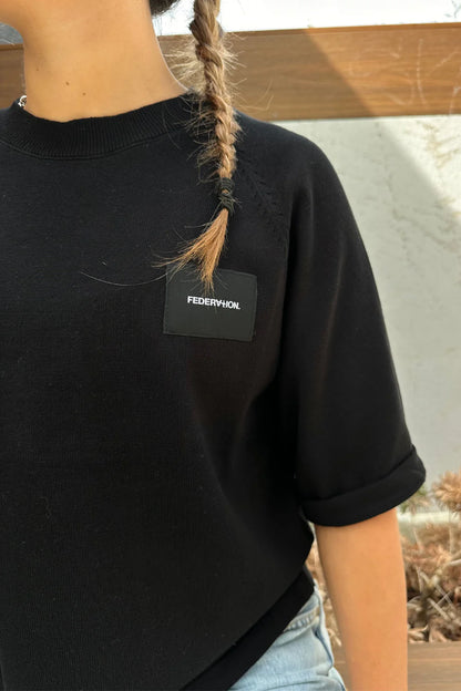 Federation Badge Knit Top - Black