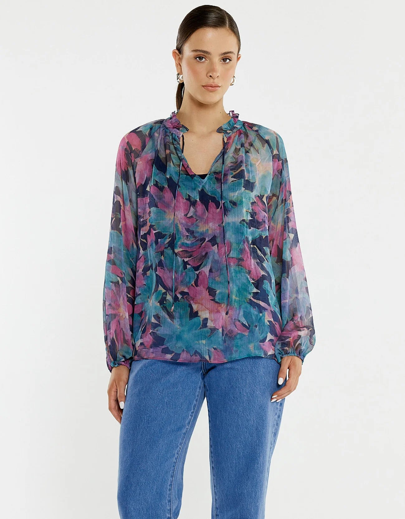 Sass Willow Tie Front Blouse - Native Orchid