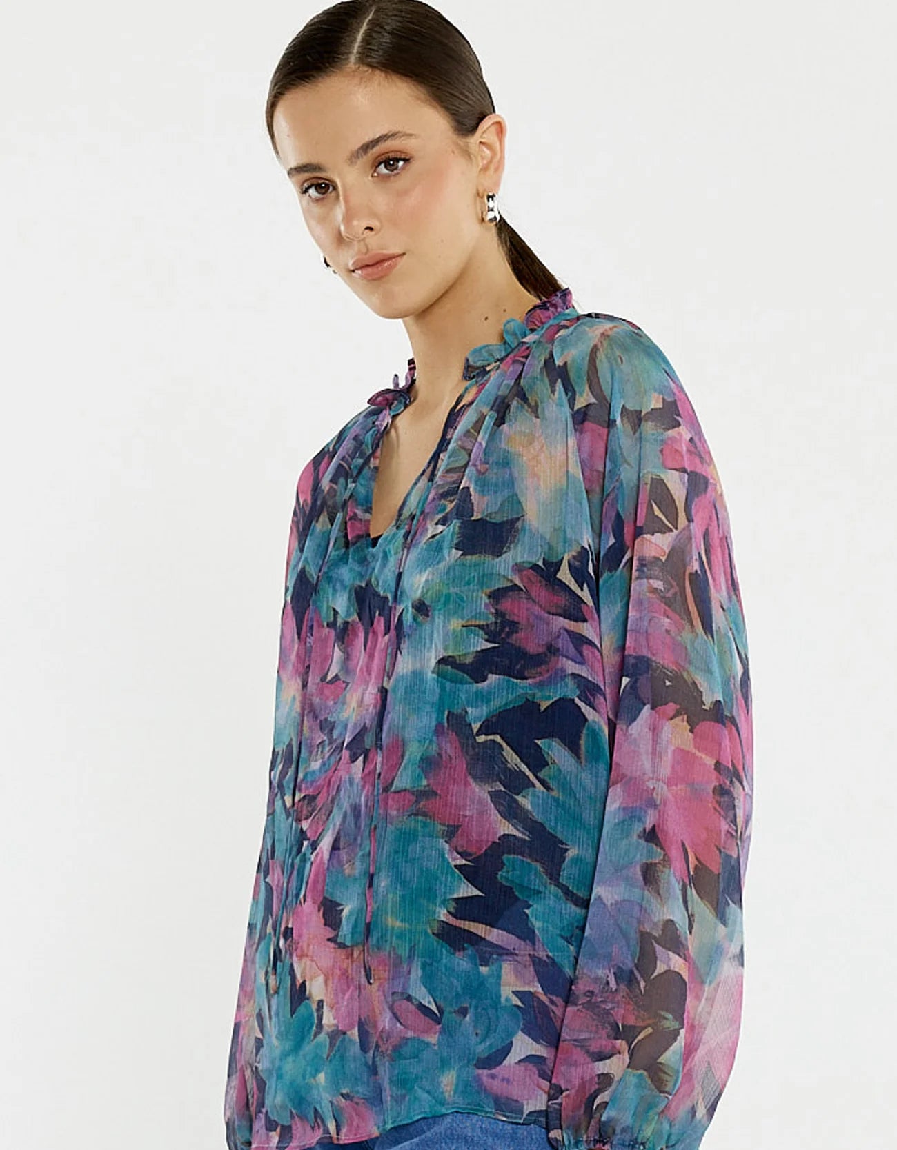 Sass Willow Tie Front Blouse - Native Orchid