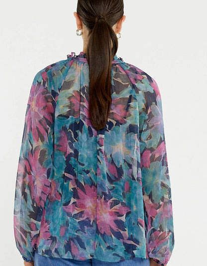 Sass Willow Tie Front Blouse - Native Orchid