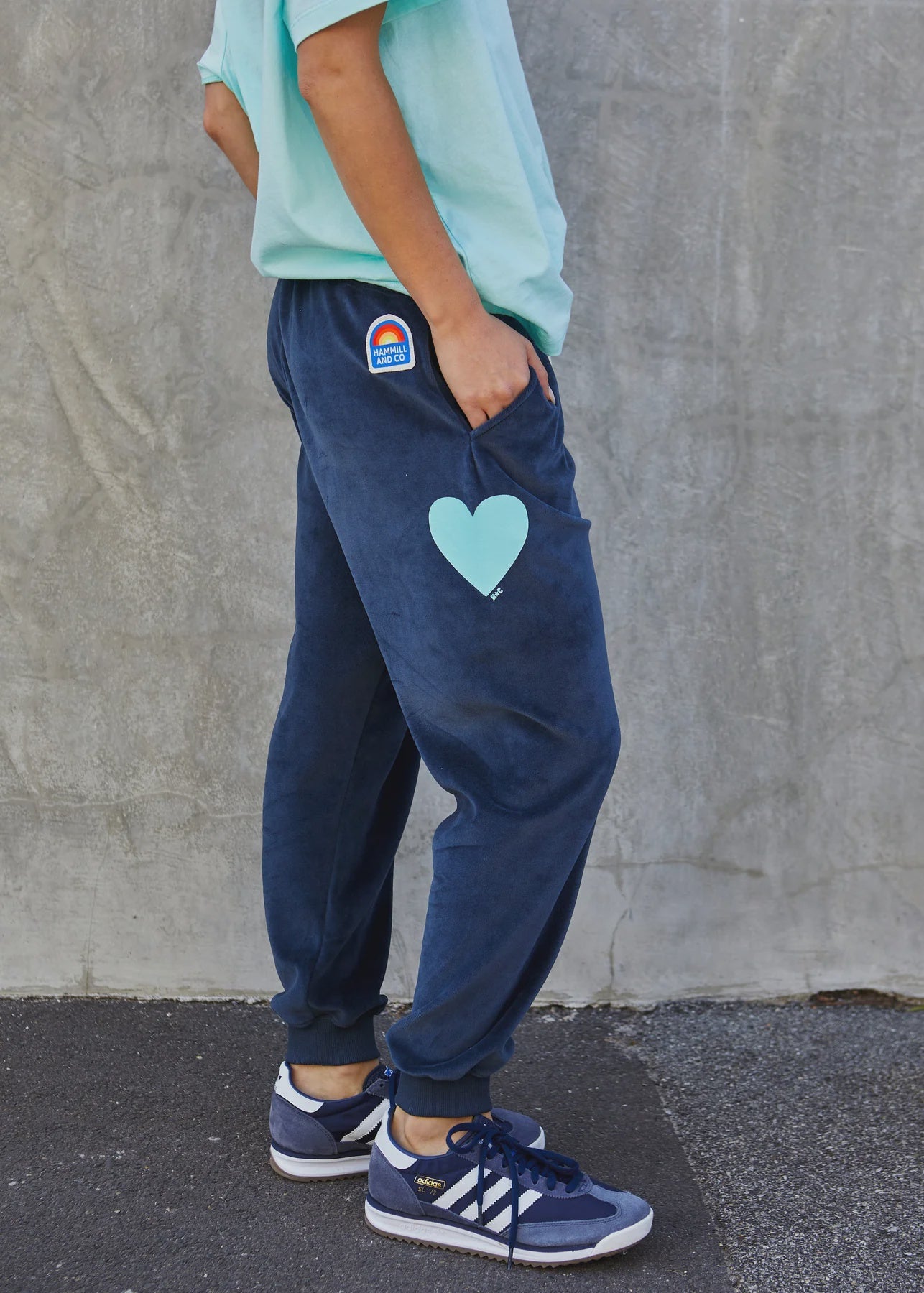 Hammill & Co Velour Track Pants - Navy