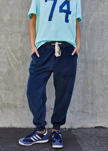 Hammill & Co Velour Track Pants - Navy