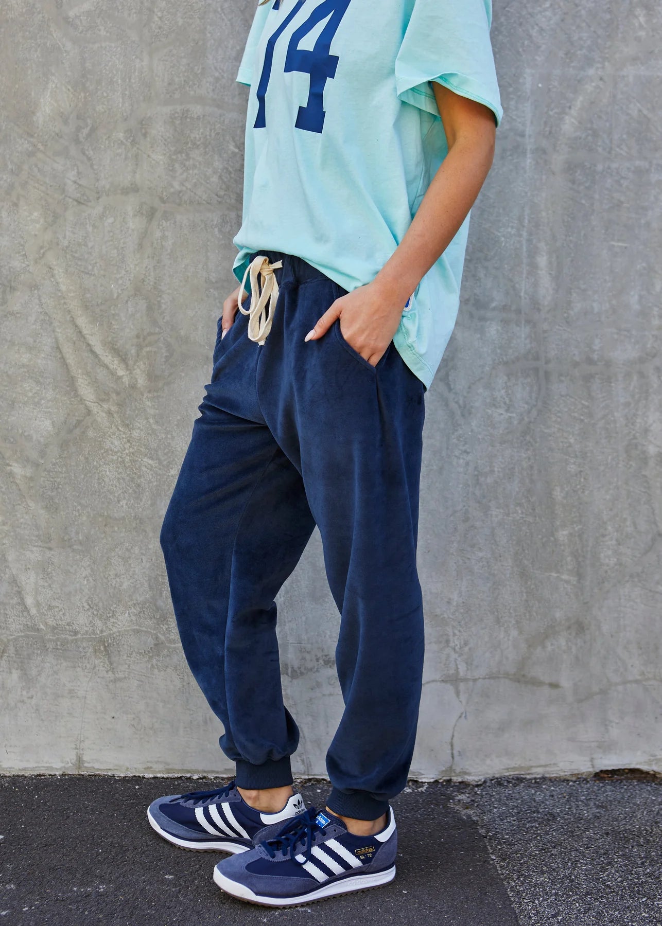 Hammill & Co Velour Track Pants - Navy