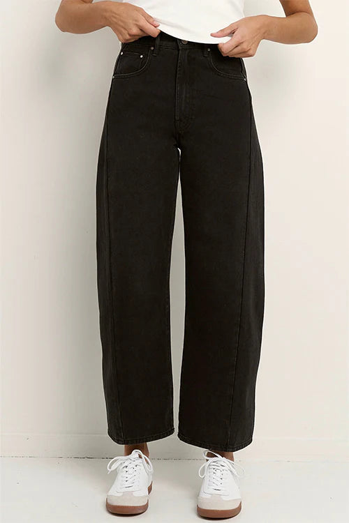 Among the Brave Varsity Forward Seam Barrel Jeans - Black Wash