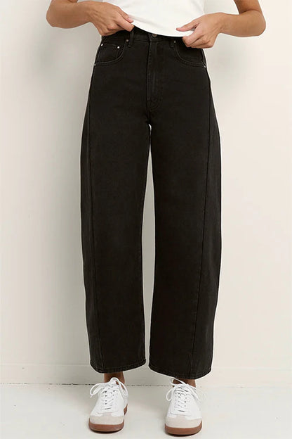 Among the Brave Varsity Forward Seam Barrel Jeans - Black Wash