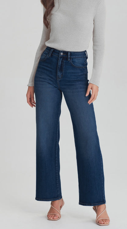 Junkfood Wendy Wide Leg Jeans -Dark Blue