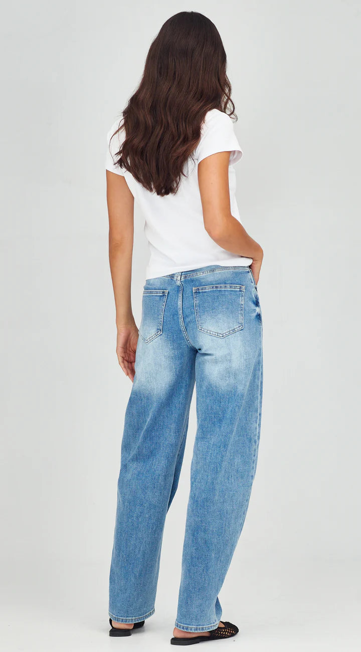 Junkfood WHISKEY Barrel Jeans SHORT LEG - Blue