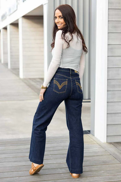Honey Denim Xena Wide Leg Jean - Dark Denim