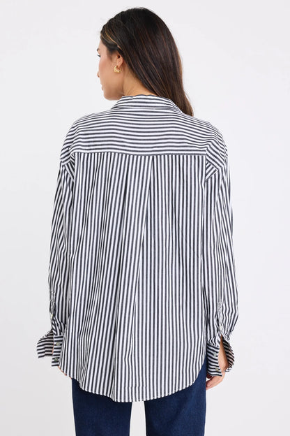 Stories be Told You got This Poplin Oversized Shirt - Black Stripe