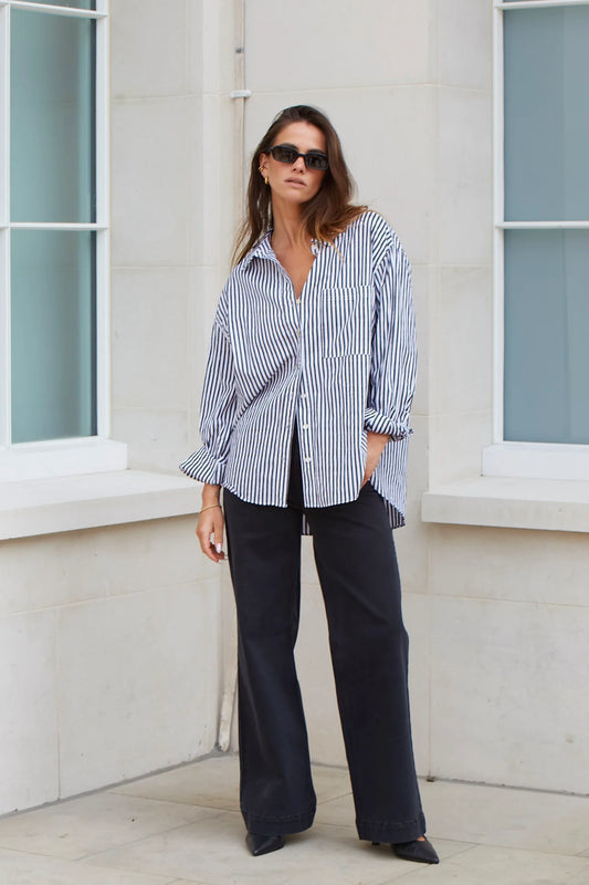 Stories be Told You got This Poplin Oversized Shirt - Black Stripe