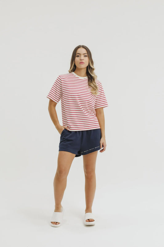 Rose Road Atlas Tee - Signal red
