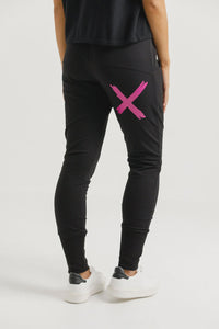 Homelee  Winter Weight Apartment Pants - Black with Orchid X