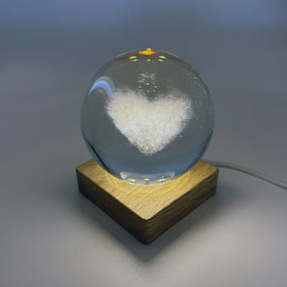 J  & M Crystal Ball with Light - Cloud Heart