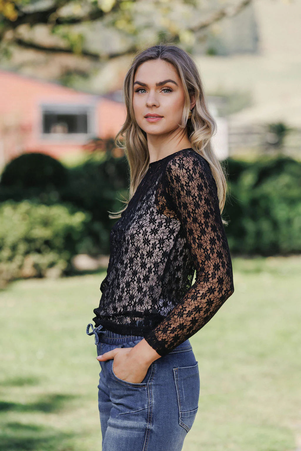 Homelee Knox Lace Long Sleeve - Black Meadow
