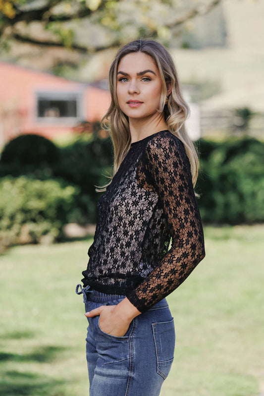 Homelee Knox Lace Long Sleeve - Black Meadow