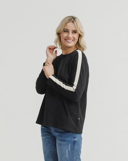 Homelee  Long Sleeve Chris Tee - Black & Sand
