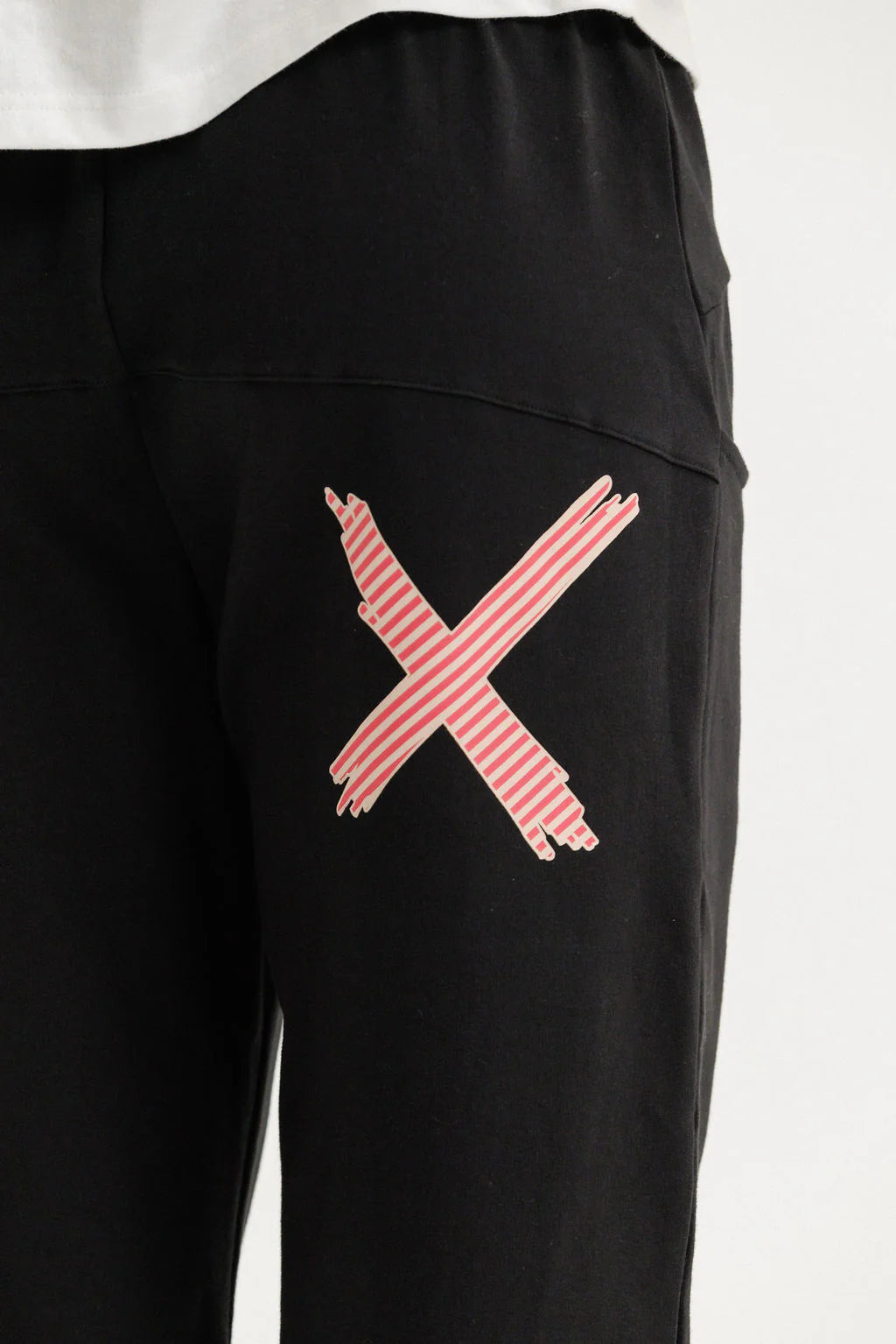 Homelee Avenue Pants - Winter Weight - Black with Coral Stripe X
