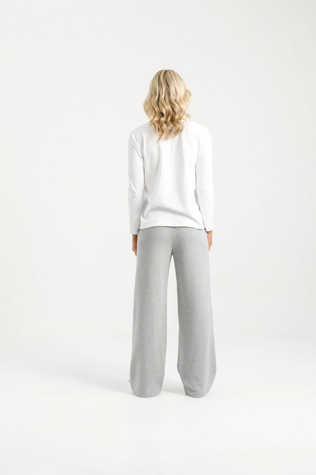 Homelee Alpine Palazzo Pant - Grey Marle with White Velvet