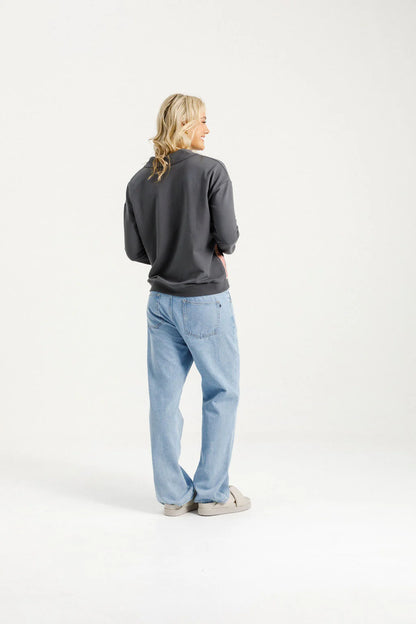 Homelee Camilla Collar Crew - Craphite with Blossom Velvet Ribbon